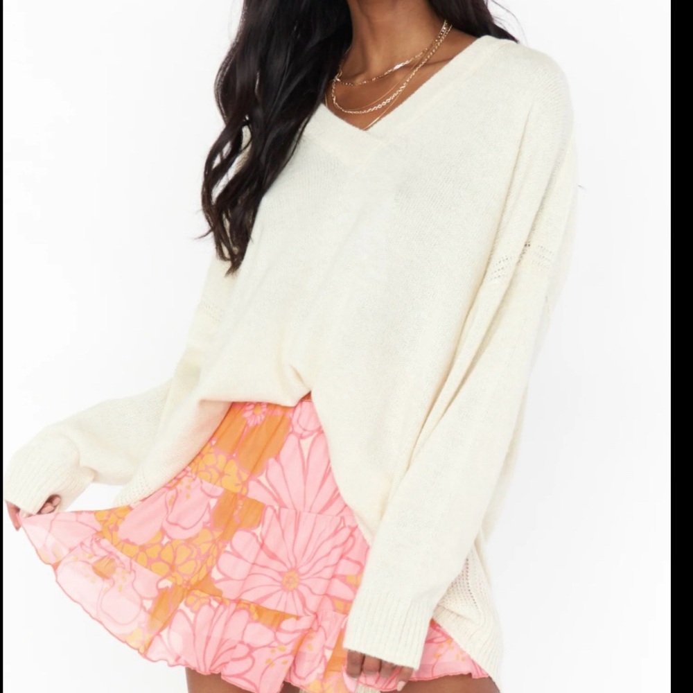 Show me your mumu Cream V-Neck oversized Sweater! Size small!